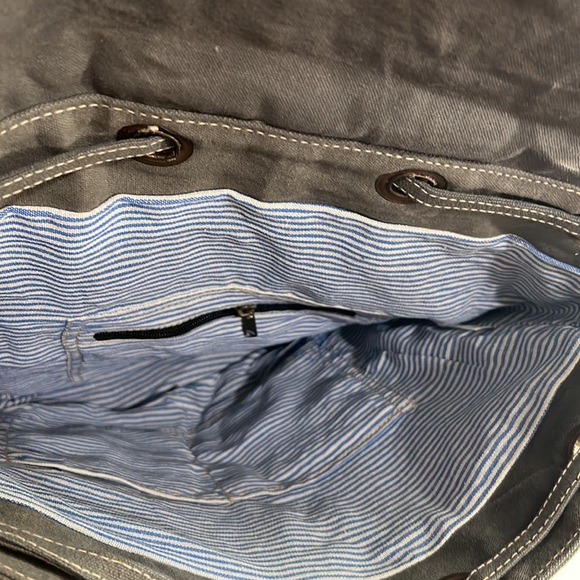 Clea Ray, Gray & Brown, Repurposed Military Canvas, Backpack. - Picture 5 of 9